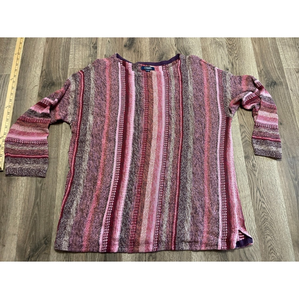 Chaps Sweater, Women's Plus Size 1X, Pink Brown, Pullover, Long Sleeve